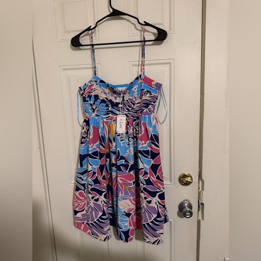 Love Multicolor Abstract Pattern Dress